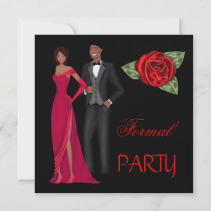 Convites Vestido Preto Vermelho Dourado Festa Formal Gravat