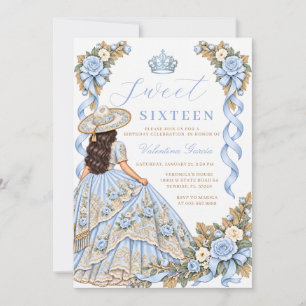 Convites Vestido Princesa Azul Bebê Doce Dezesseis Aniversá