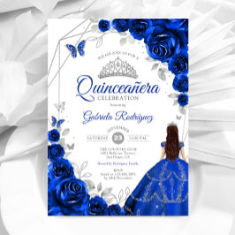 Convites Vestido Real Azul Quinceanera