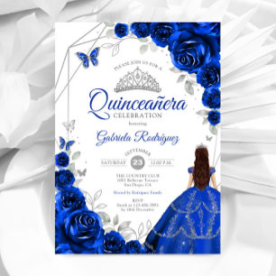 Convites Vestido Real Azul Quinceanera