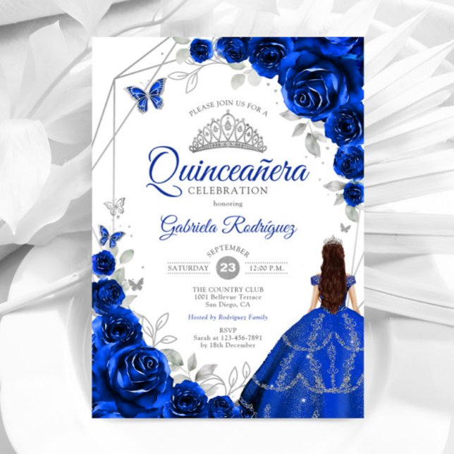 Convites Vestido Real Azul Quinceanera (Criador carregado)
