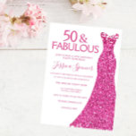 Convites Vestido rosa 50ª Festa de aniversário 50 e fabulos<br><div class="desc">Colar cor-de-rosa 50ª Festa de aniversário 50 e Fabulosas Variações de Convite para o convite e itens correspondentes na nossa loja</div>