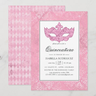 Convites Vestido Rosa Antigo para Festa de Quince Anos com
