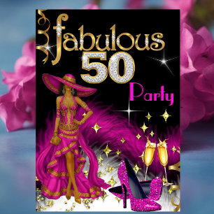 Convites Vestido Rosa Brilhante Festa dos 50 Fabulosos Cham