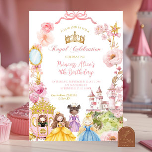 Convites Vestido Rosa Coquete Princesa Reino Aniversário