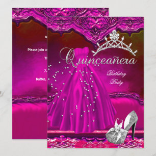 Convites Vestido Rosa de Quince Anos de Idade Grande