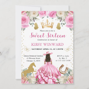 Convites Vestido Rosa Morena Princesa Western Doze Anos
