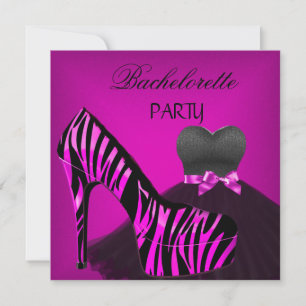 Convites Vestido Rosa Preto Zebra para Despedida de Solteir