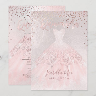 Convites Vestido Rosa Quinceanera+Vestido Iridescente de Fu
