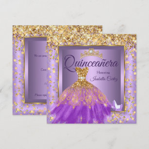 Convites Vestido Roxo de Festa de Quinceañera Saltos Altos 