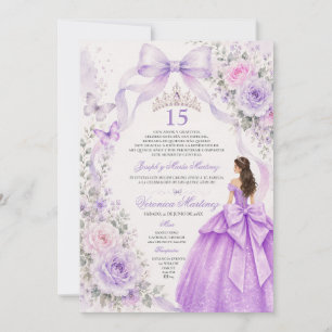 Convites Vestido Roxo de Quinceañera 15 Anos Princesa Tiara