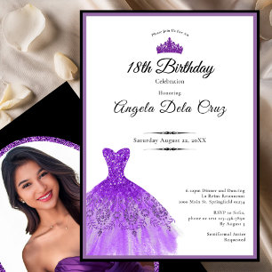 Convites Vestido roxo elegante debut de 18 anos
