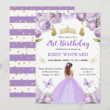 Vestido Roxo Princesa de Aniversário Cabelo Vermel