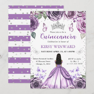 Convites Vestido Roxo Princesa de Pele Morena Quinceanera I