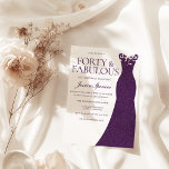 Convites Vestido Roxo Quarenta e Fabuloso aniversário de 40<br><div class="desc">Vestido Roxo Quarenta e Fabuloso aniversário de 40 anos Convite Ver coleção correspondente na nossa Loja de Nicho e Nest</div>