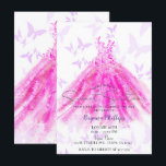 Convites Vestido Roxo Rosa Quente Dança da Borboleta Sweet<br><div class="desc">Personalize para qualquer evento</div>