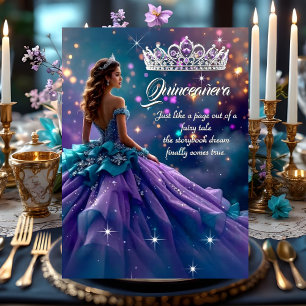 Convites Vestido Tiara Roxo Azul Turquesa Festa de Aniversá