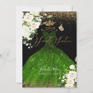 Convites Vestido Verde com Brilho para Sweet Sixteen da Pix
