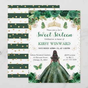 Convites Vestido Verde Escuro Princesa de Pele Morena Doce 
