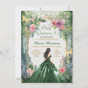 Convites Vestido Verde Esmeralda Floresta Mágica Menina Mis