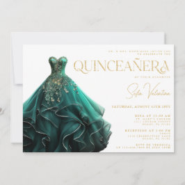Convites Vestido Verde Esmeralda para Quinceañera Princesa