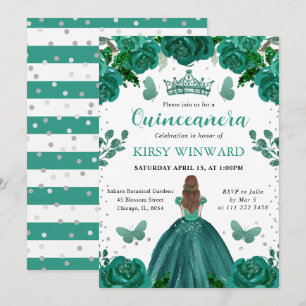 Convites Vestido Verde Esmeralda Princesa de Cabelo Vermelh