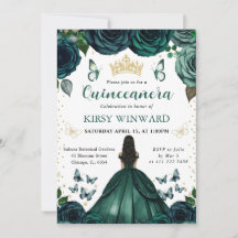 Vestido Verde Esmeralda Princesa de Pele Escura Qu