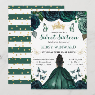 Convites Vestido Verde Esmeralda Princesa de Pele Morena Sw