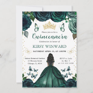 Convites Vestido Verde Esmeralda Princesa de Quinze Anos de