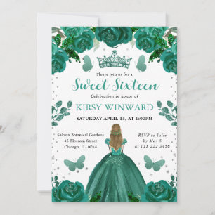 Convites Vestido Verde Esmeralda Princesa Loira Sweet 16
