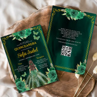 Vestido Verde Floral Código QR Quinceanera