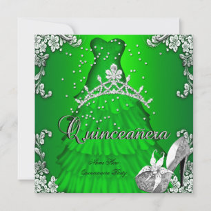Convites Vestido Verde Lima de Quinze Anos Quinceanera