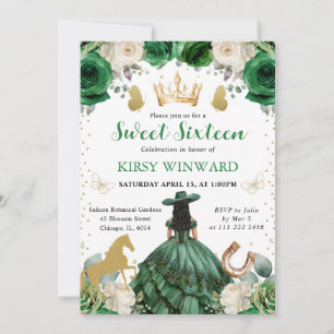 Convites Vestido Verde Pele Morena Princesa Ocidental Doce 