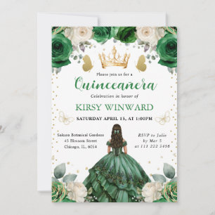 Convites Vestido Verde Princesa do Oeste Quinceanera