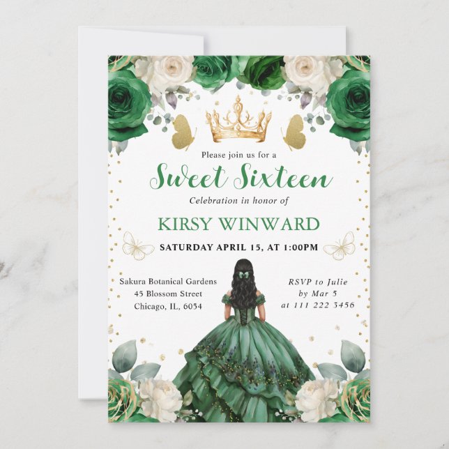 Convites Vestido Verde Princesa Western Doce 16 (Frente)