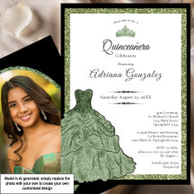 Vestido Verde Sage e Tiara Personalizado Foto Quin