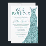 Convites Vestido verde verde azul-lacrimogêneo 60ª Festa de<br><div class="desc">Teal Blue Glitter Vestida 60ª Variações do Convite de aniversário para o convite e itens correspondentes em nossa loja</div>