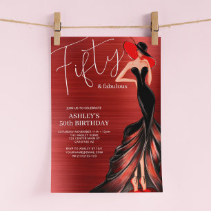 Convites Vestido Vermelho 50 e Fabuloso Aniversário Elegant