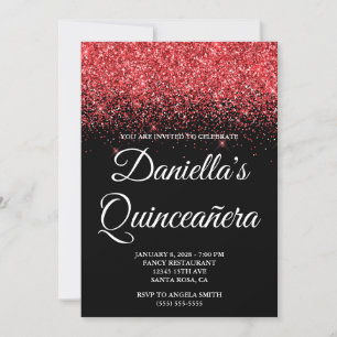 Convites Vestido Vermelho Brilhante com Lantejoulas Preto p
