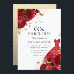 Convites Vestido Vermelho e Rosas Dourados com brilho 60º a<br><div class="desc">Vestido Vermelho e Rosas Dourados Glitter 60º Aniversário Convite Mais elegante designs florais em nossa loja! Consulte a coleção correspondente em nossa loja</div>
