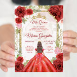 Convites Vestido Vermelho e Rosas Quinceanera Mexicano Conv<br><div class="desc">Red Dress & Rosas Quinceanera Mexicano Convite Mis Quince Anos,  15 Birthday</div>