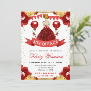 Convites Vestido Vermelho Princesa de Cabelos Vermelhos Qui