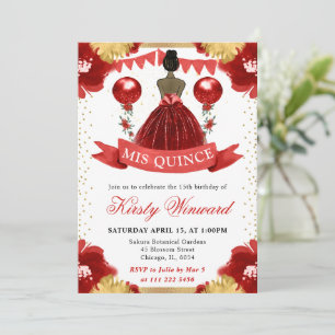 Convites Vestido Vermelho Princesa de Pele Morena Quinze An