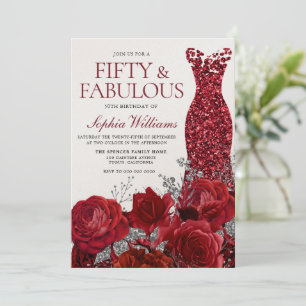 Convites Vestido Vermelho Sparkle e Rosas 50º Shimmer de An