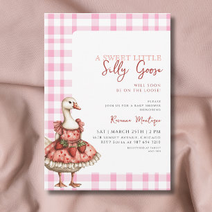 Convites Vestido Xadrez Silly Goose on the Loose Chá de Beb
