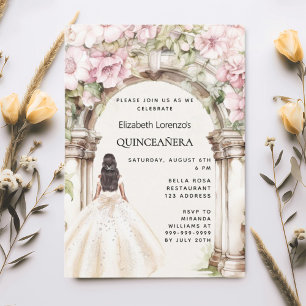 Convites Vestidos brancos cor-de-rosa Quinceanera