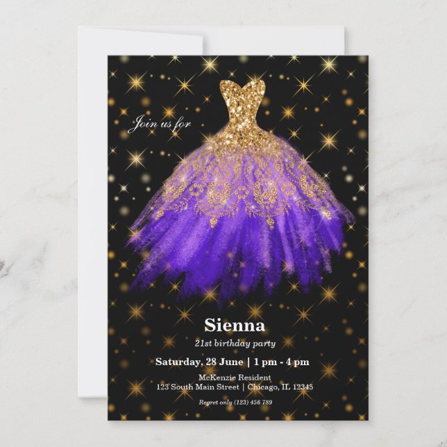 Convites Vestidos de aguarela brilhante (Frente)