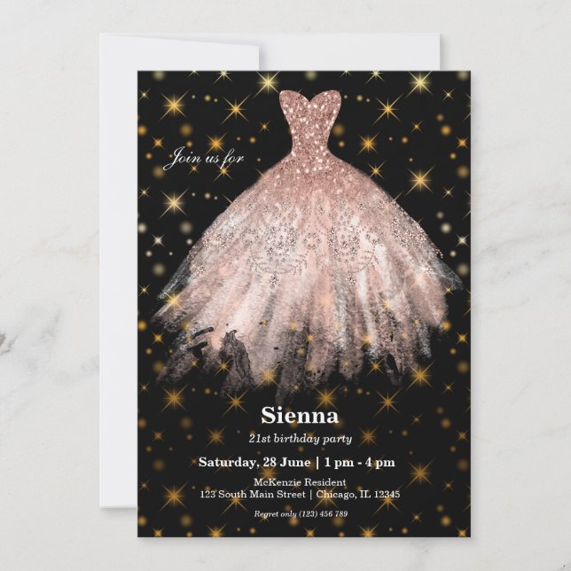 Convites Vestidos de aquarela brilhante (Frente)