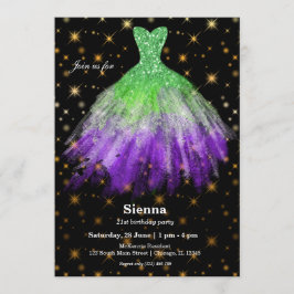 Convites Vestidos de aquarela com glitter
