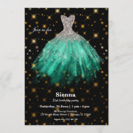 Convites Vestidos de glitter aquarela